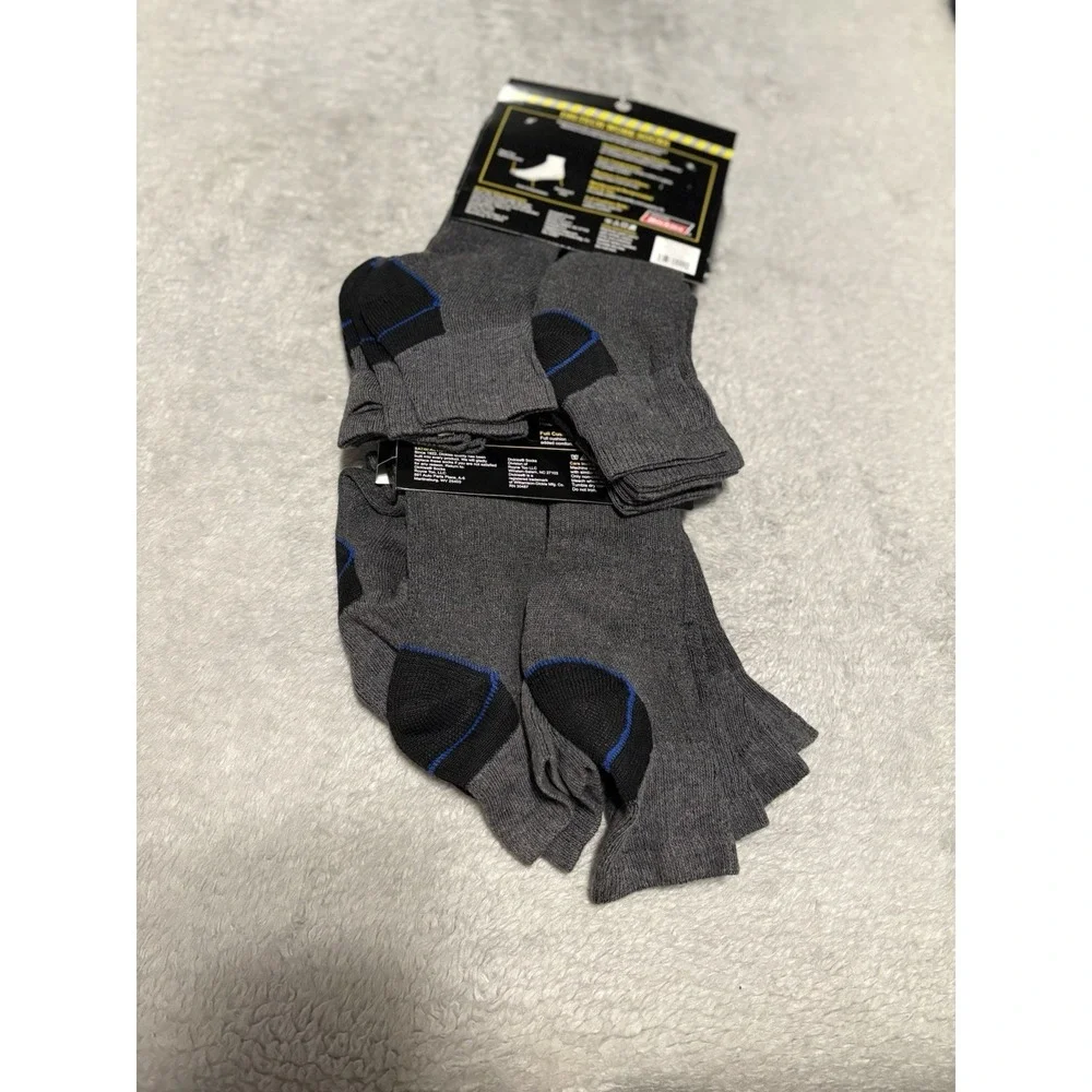 Dickies Dri-Tech Quarter Performance Work Gray Socks Pair of 10 Moisture Sz 6-12